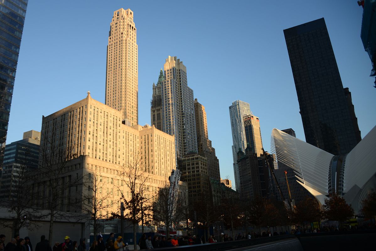 10C Federal Office Building, 30 Park Place, Woolworth Building, Barclay Tower, New York By Gehry, The Oculus, Millenium Hilton Late Afternoon